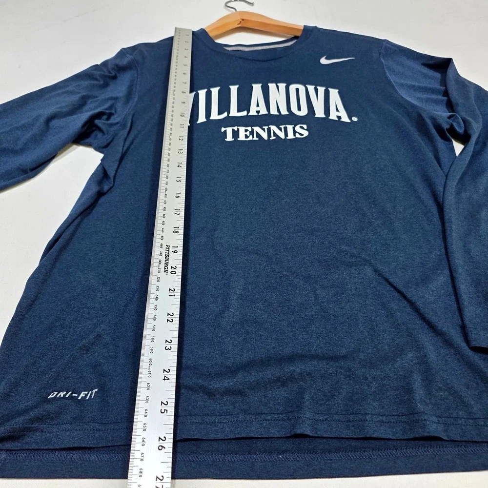 Nike Villanova Tennis Shirt Mens M Navy Blue Dri-FIT Long Sleeve Big East NCAA